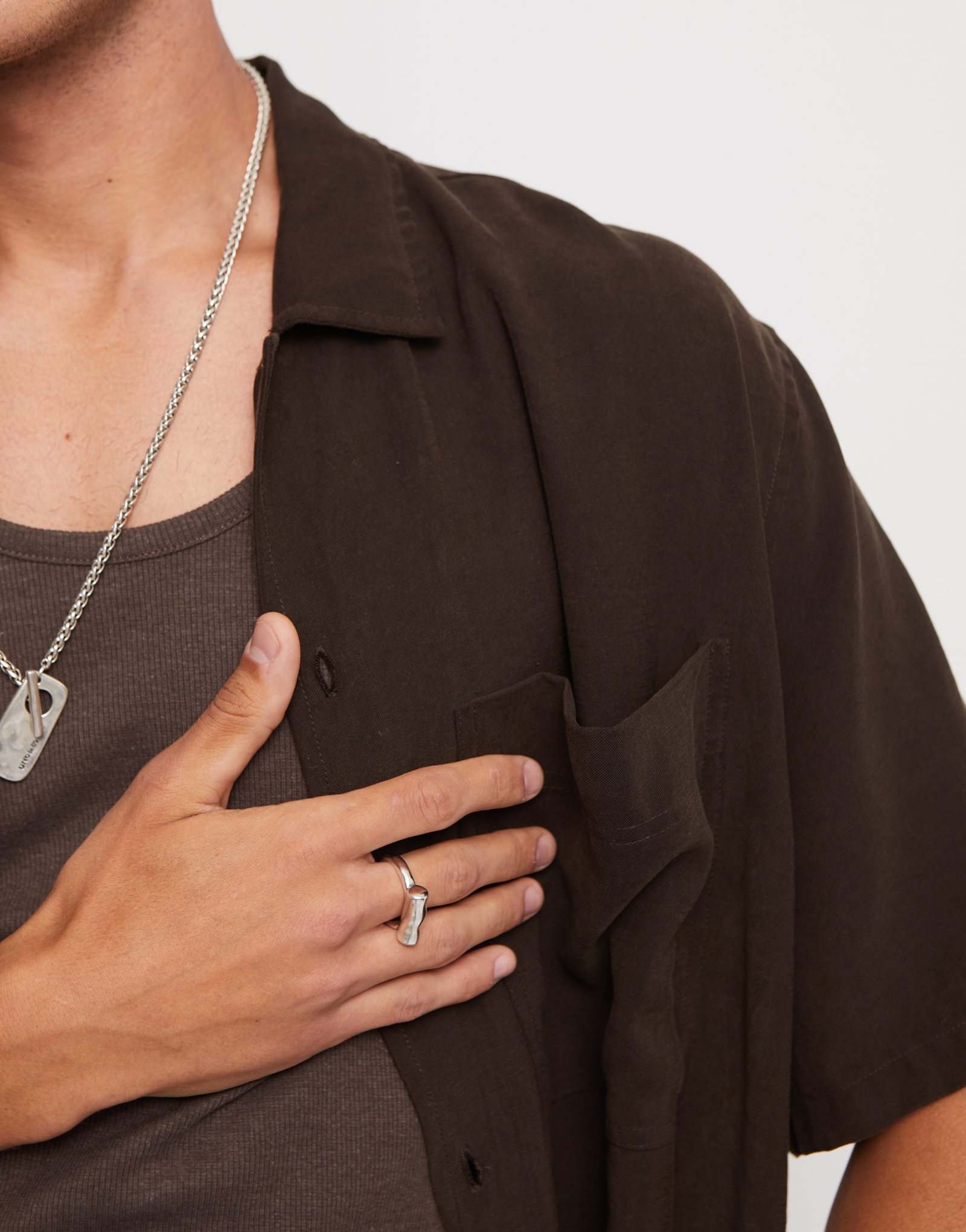 Ring with horizontal tube, Silver, large thumbnail